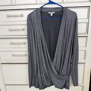 Nine West Black and silver draped shimmery Top plus 2x